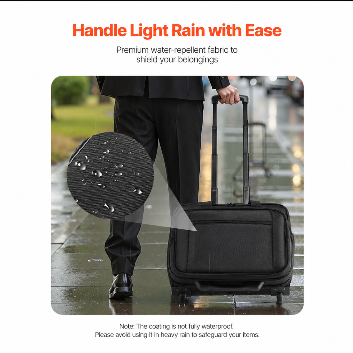 Rolling Laptop Bag 39.62 cm Wheeled Computer Bag for Women & Men Black