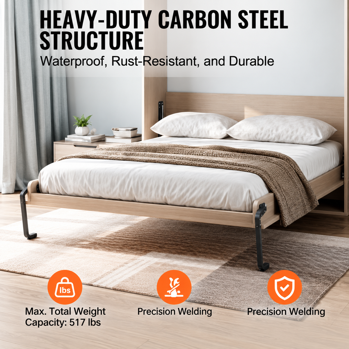 Murphy Bed Kit Full Size Vertical Deluxe DIY Wall Bed Hardware Folding