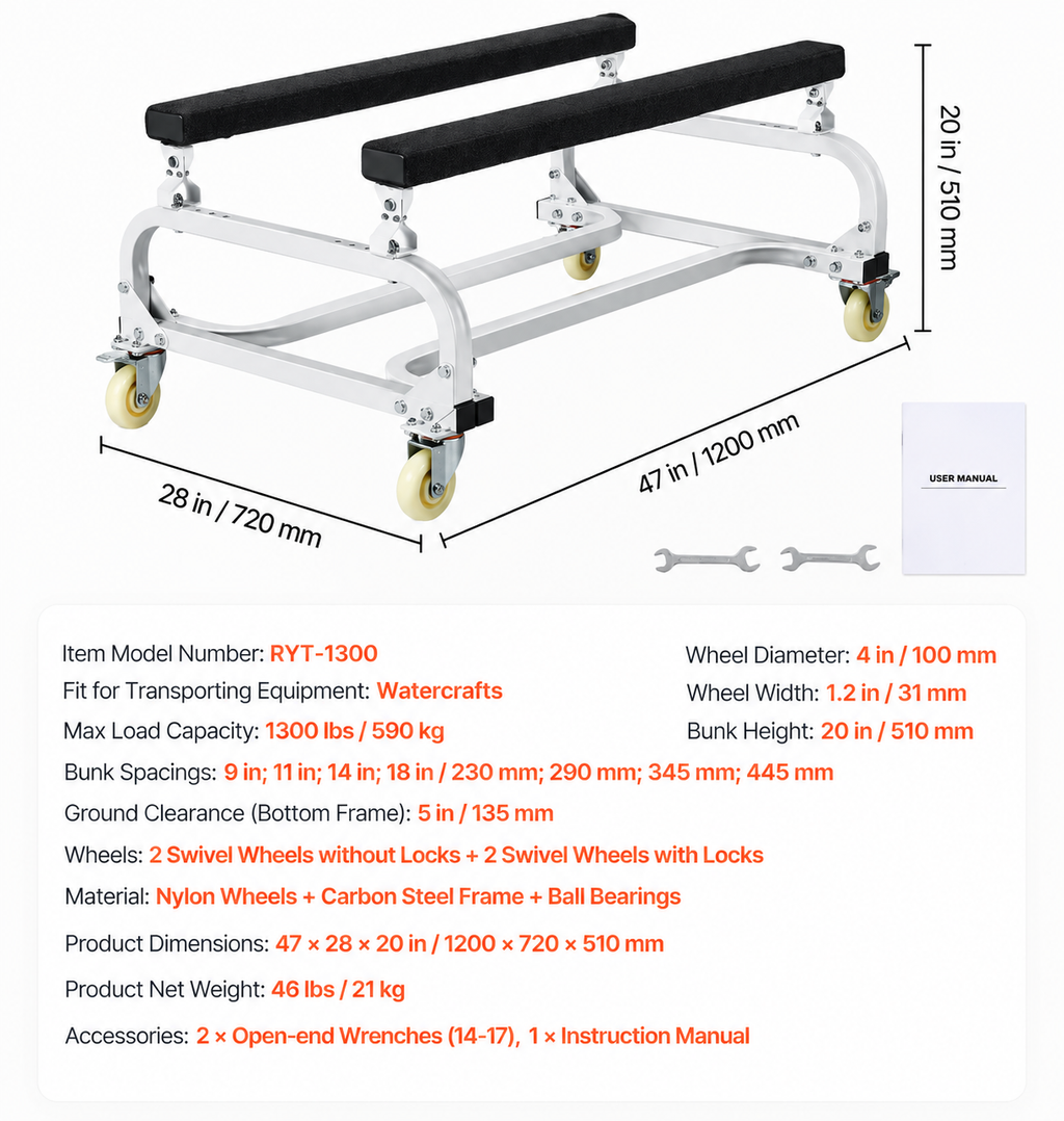 Watercraft PWC Dolly Boat 590 kg Capacity Jet Ski Stand Storage Cart