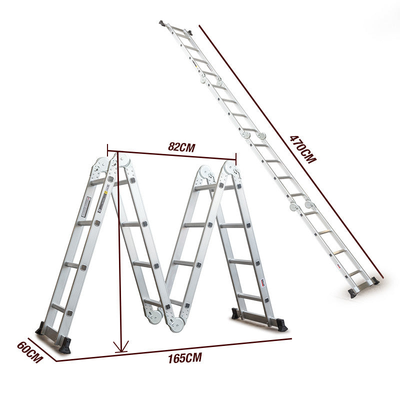 4.7m Multi-Purpose Aluminium Ladder with Multiple Configurations and Safety Features