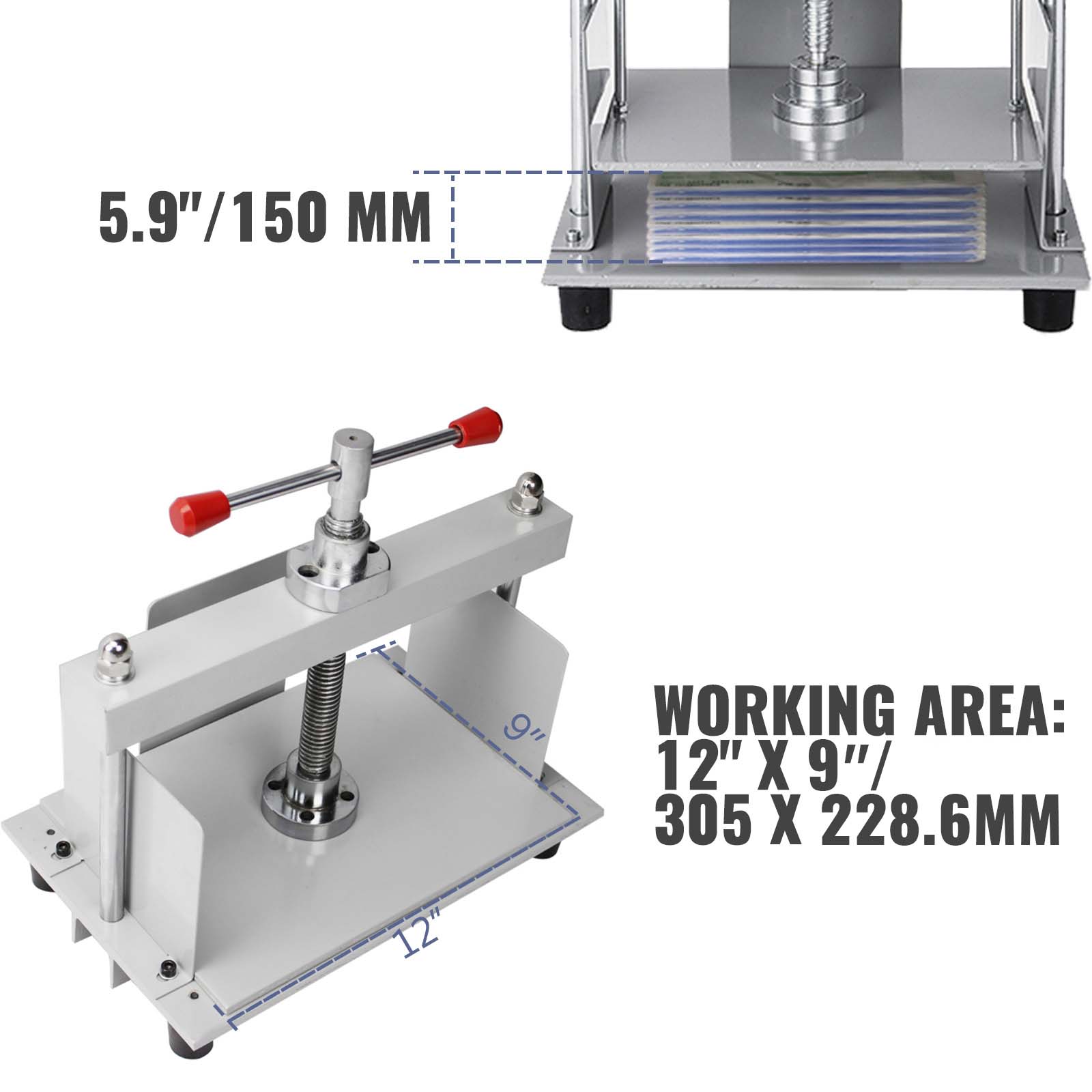 Steel Bookbinding Press Machine with 12" x 8.7" Area for A4 Paper