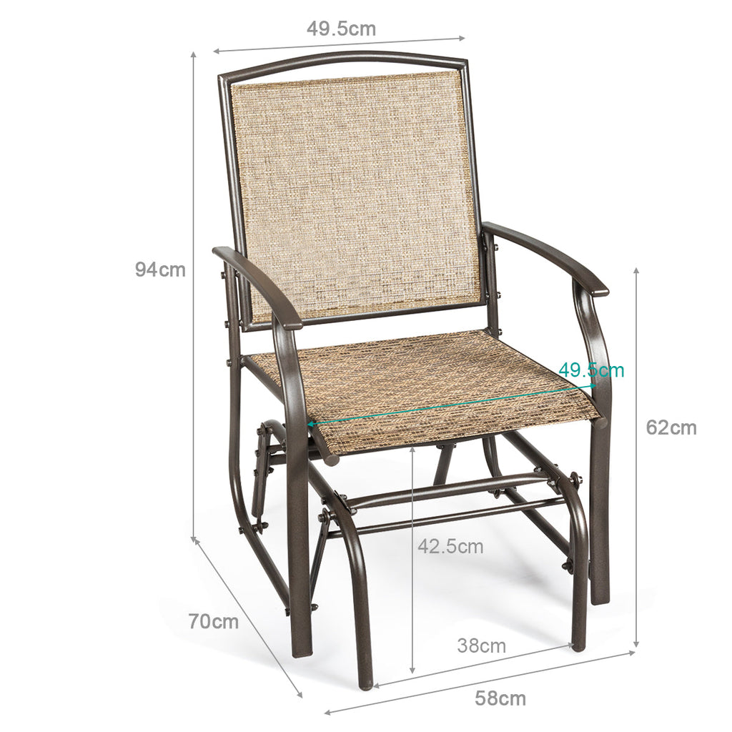 2 Pieces Outdoor Single Glider Chair with Steel Frame for Pool, Patio