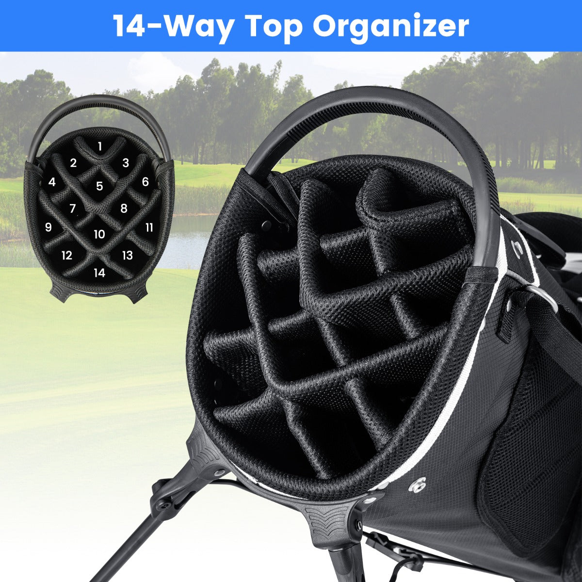 Golf Club Bag with 14 Way Top Dividers for Men and Women-Grey