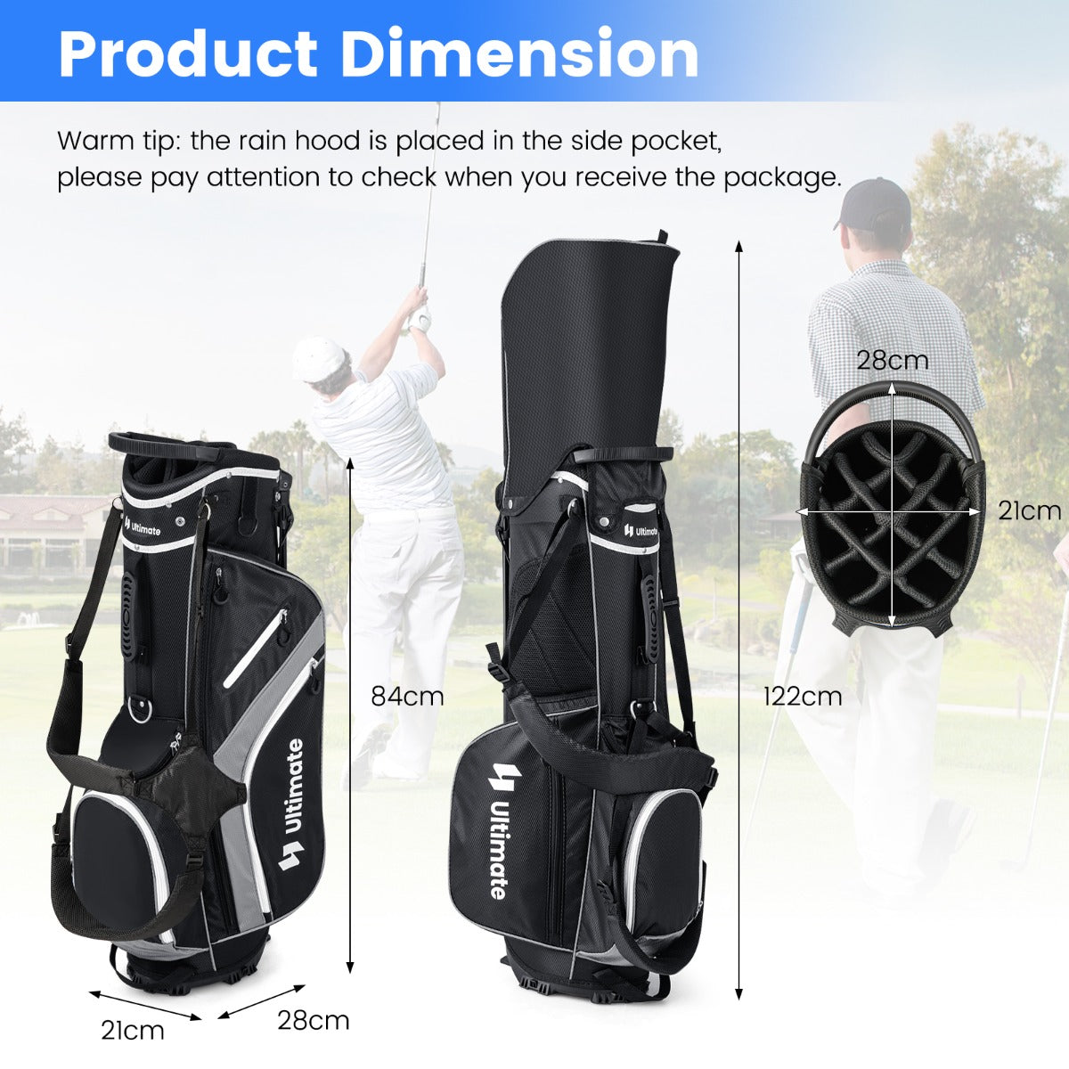 Golf Club Bag with 14 Way Top Dividers for Men and Women-Grey