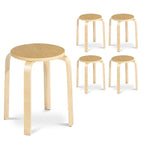 Set of 4 Stackable Wooden Stools for Living Room &amp; Dining Room-Natural