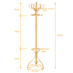Practical Birch Coat Stand with 360°Rotating Top Tier for Hat &amp; Jacket Oak