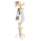Practical Birch Coat Stand with 360°Rotating Top Tier for Hat &amp; Jacket Oak