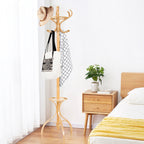 Practical Birch Coat Stand with 360°Rotating Top Tier for Hat &amp; Jacket Oak