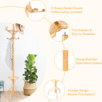 Practical Birch Coat Stand with 360°Rotating Top Tier for Hat &amp; Jacket Oak