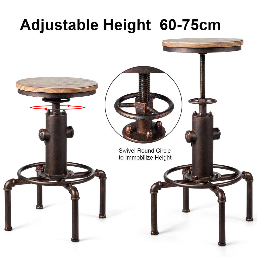 Industrial Bar Stool with Adjustable Height for Restaurant/ Cafe/ Pub