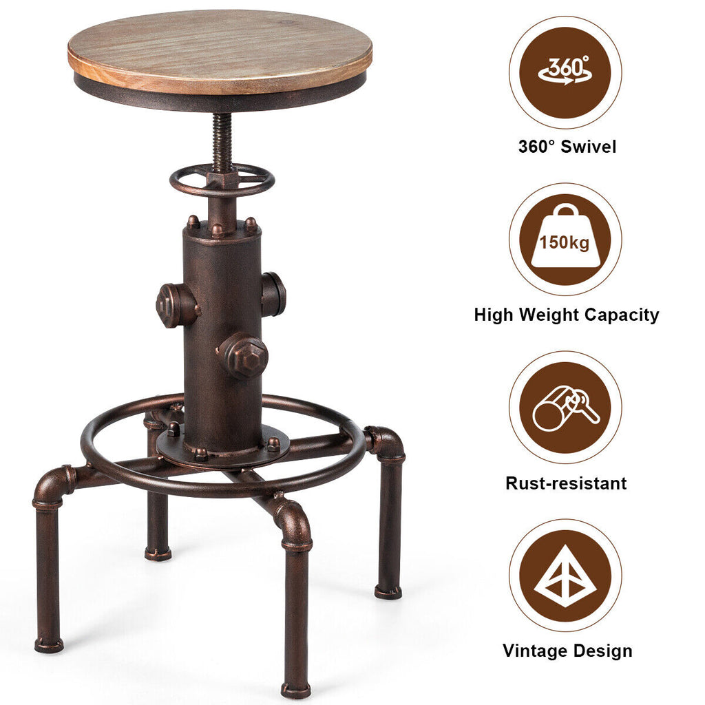Industrial Bar Stool with Adjustable Height for Restaurant/ Cafe/ Pub