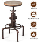 Industrial Bar Stool with Adjustable Height for Restaurant/ Cafe/ Pub