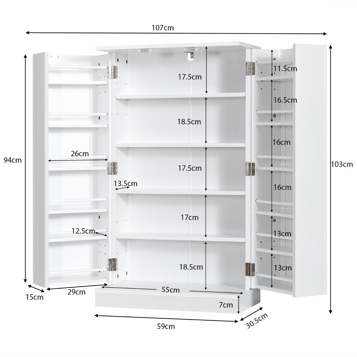 17-Tier Buffet Cupboard for Dining Room, Living Room & Entryway