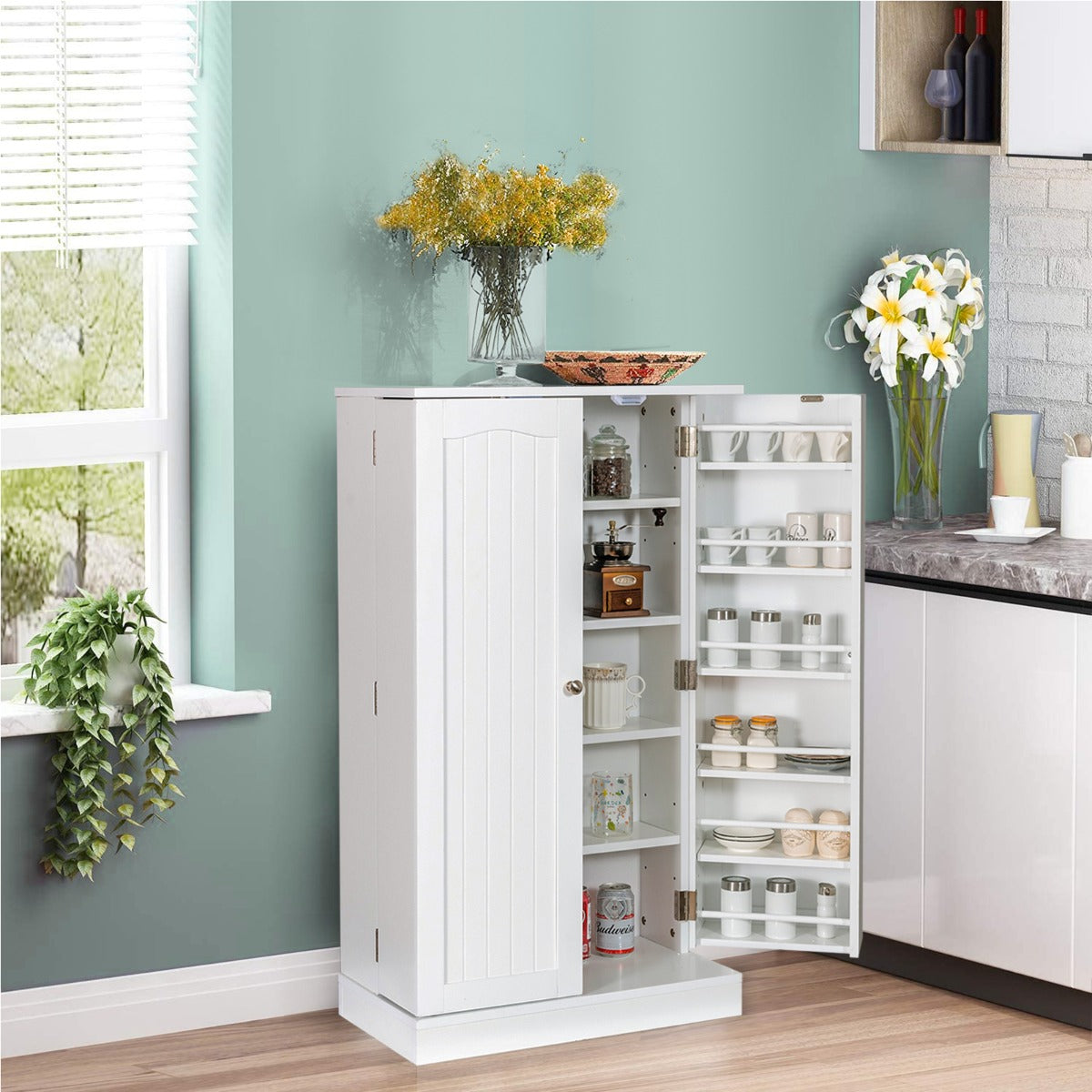 17-Tier Buffet Cupboard for Dining Room, Living Room & Entryway