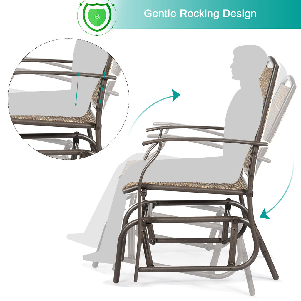2 Pieces Outdoor Single Glider Chair with Steel Frame for Pool, Patio