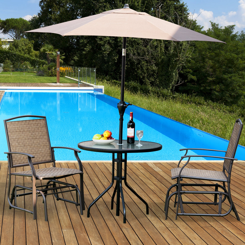 2 Pieces Outdoor Single Glider Chair with Steel Frame for Pool, Patio