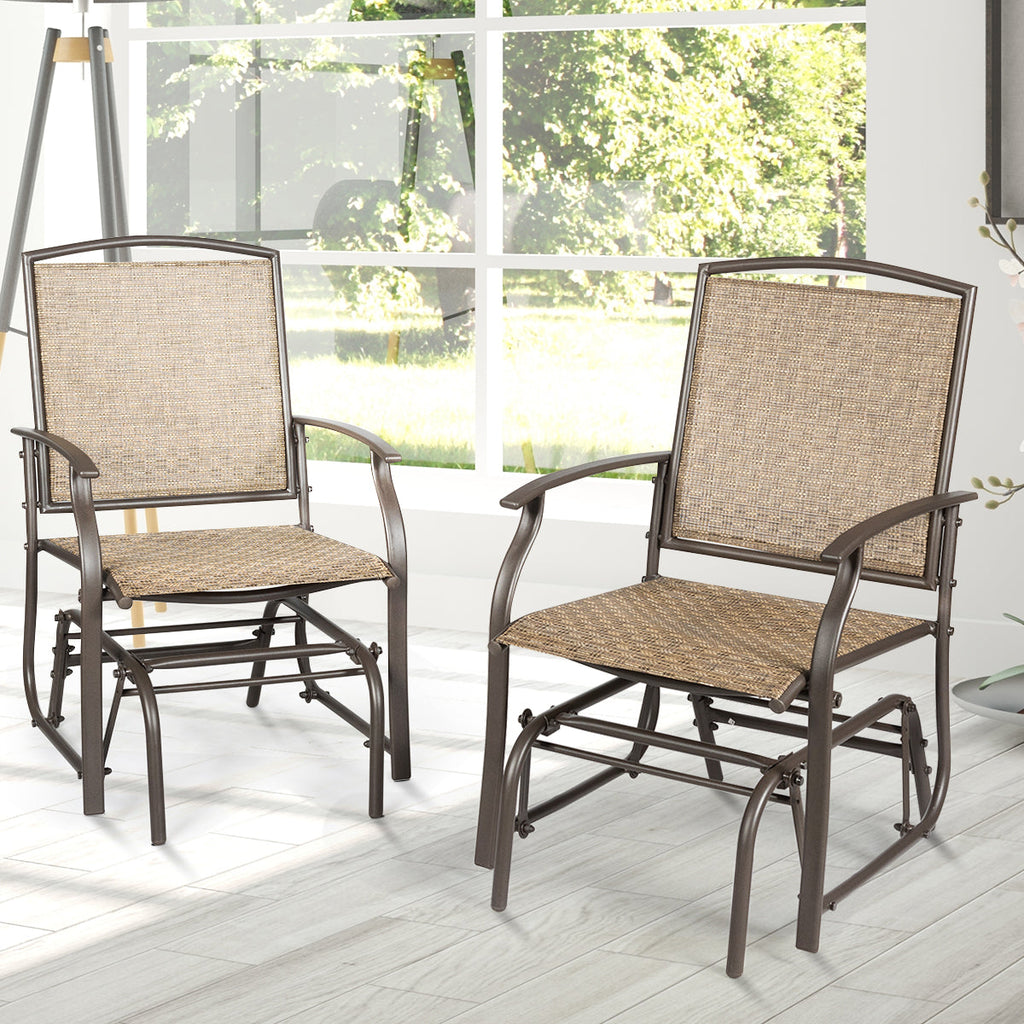 2 Pieces Outdoor Single Glider Chair with Steel Frame for Pool, Patio