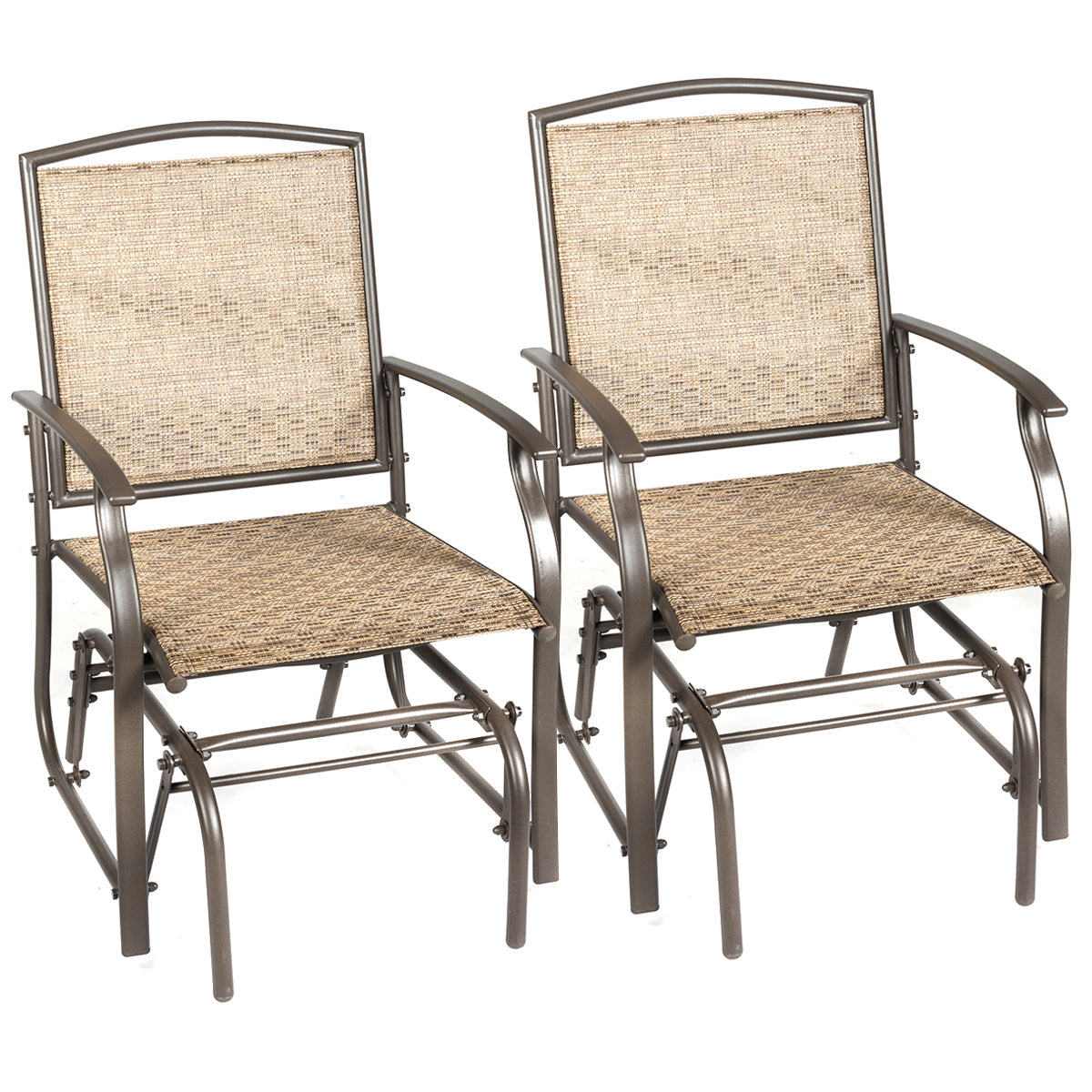 2 Pieces Outdoor Single Glider Chair with Steel Frame for Pool, Patio