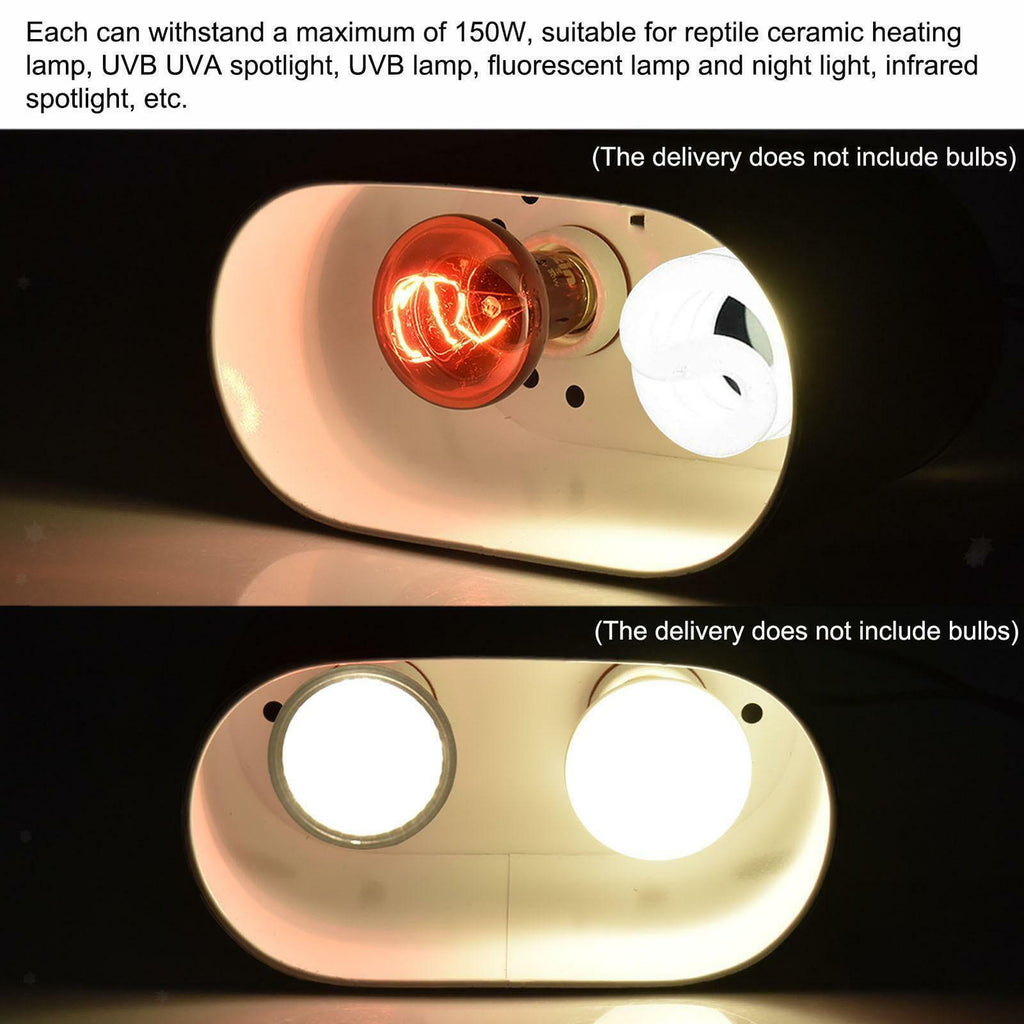 Reptile Lamp Double Dome UVB Light Head For Turtle Lizard with Separate Switches