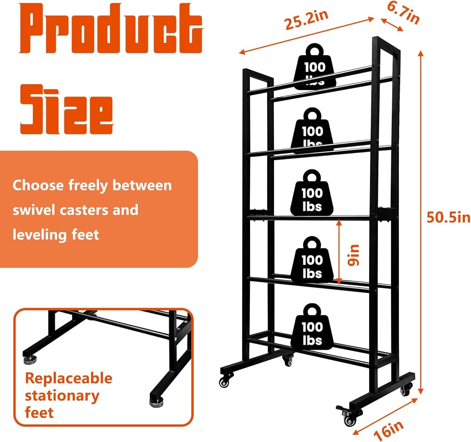 3D Printer Filament Storage Rack, Heavy Duty Metal 5-Tier Rolling Shelves