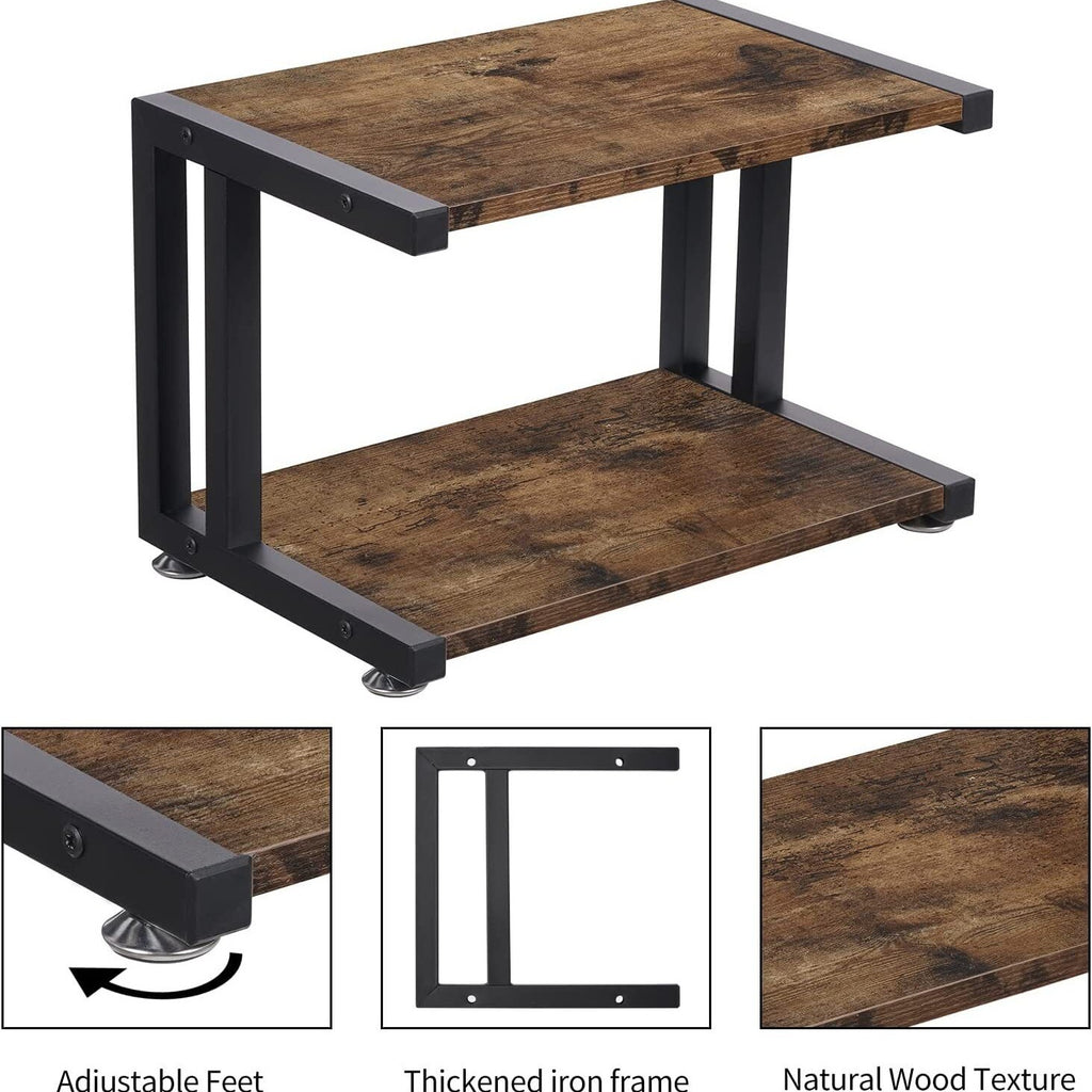 Under Desk Printer Stand 2 Tier Printer Rolling Cart Rack Storage Shelf w/Wheels