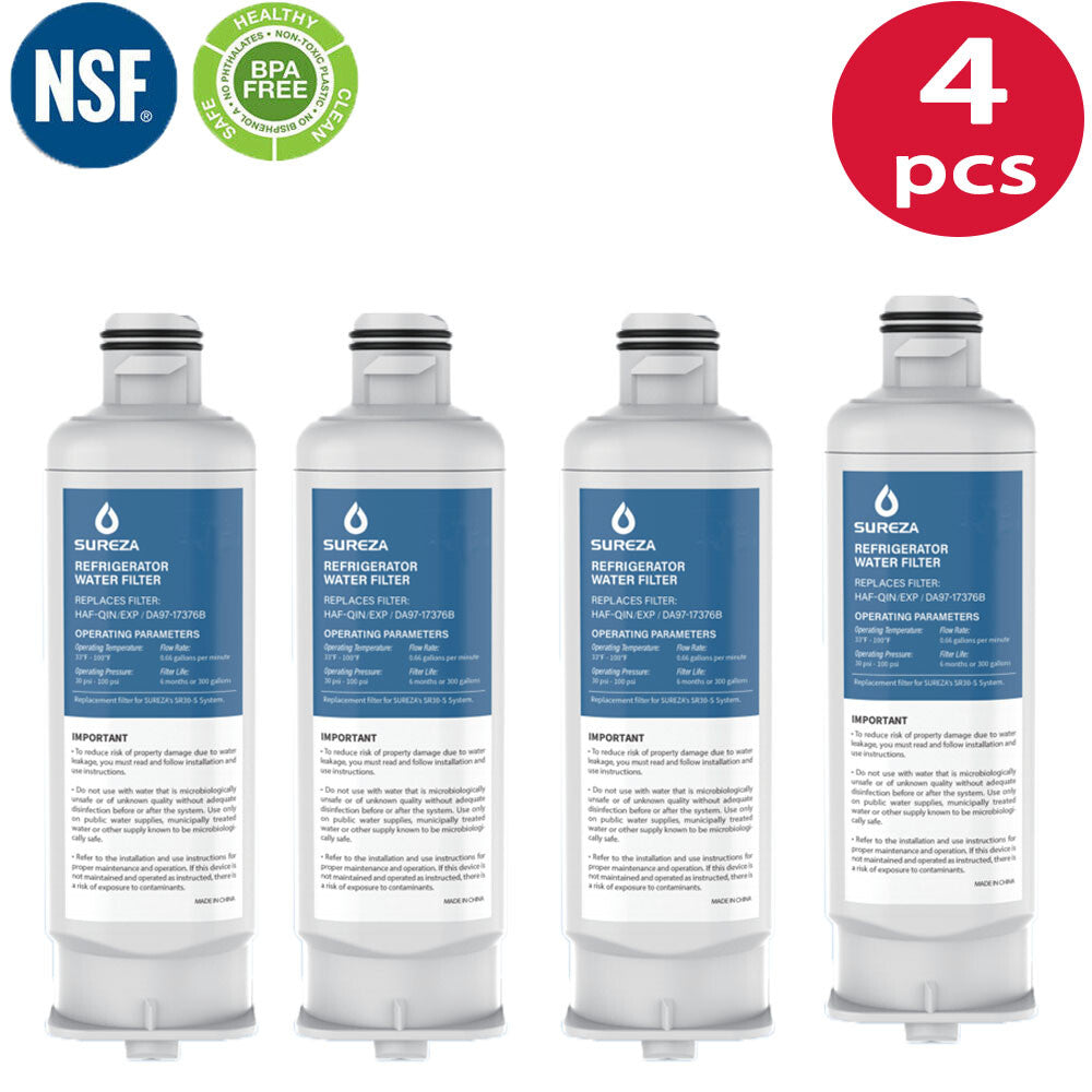 Samsung Refrigerator Water Filter 4-Pack Compatible with DA97-17376B, DA97-08006C Models