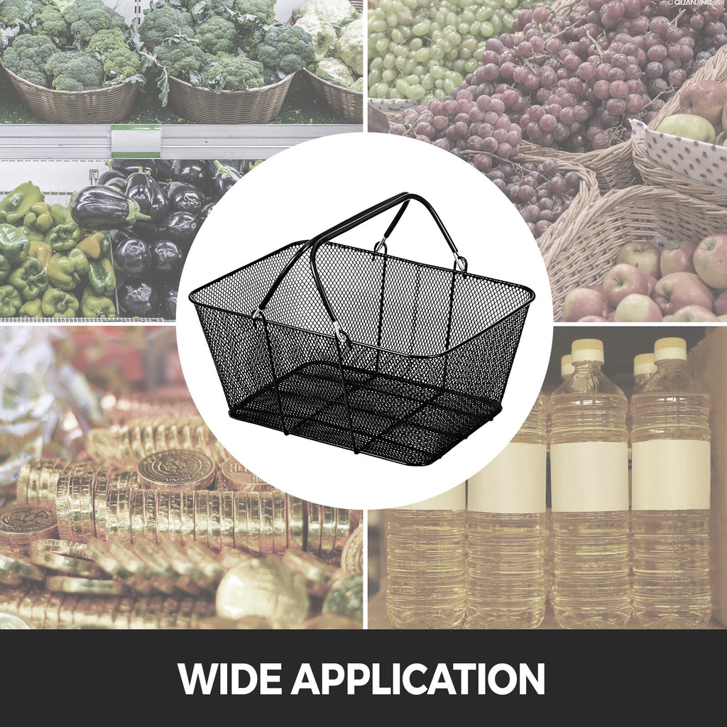 12PCS Metal Shopping Baskets with Handles - Durable and Space-Saving Design