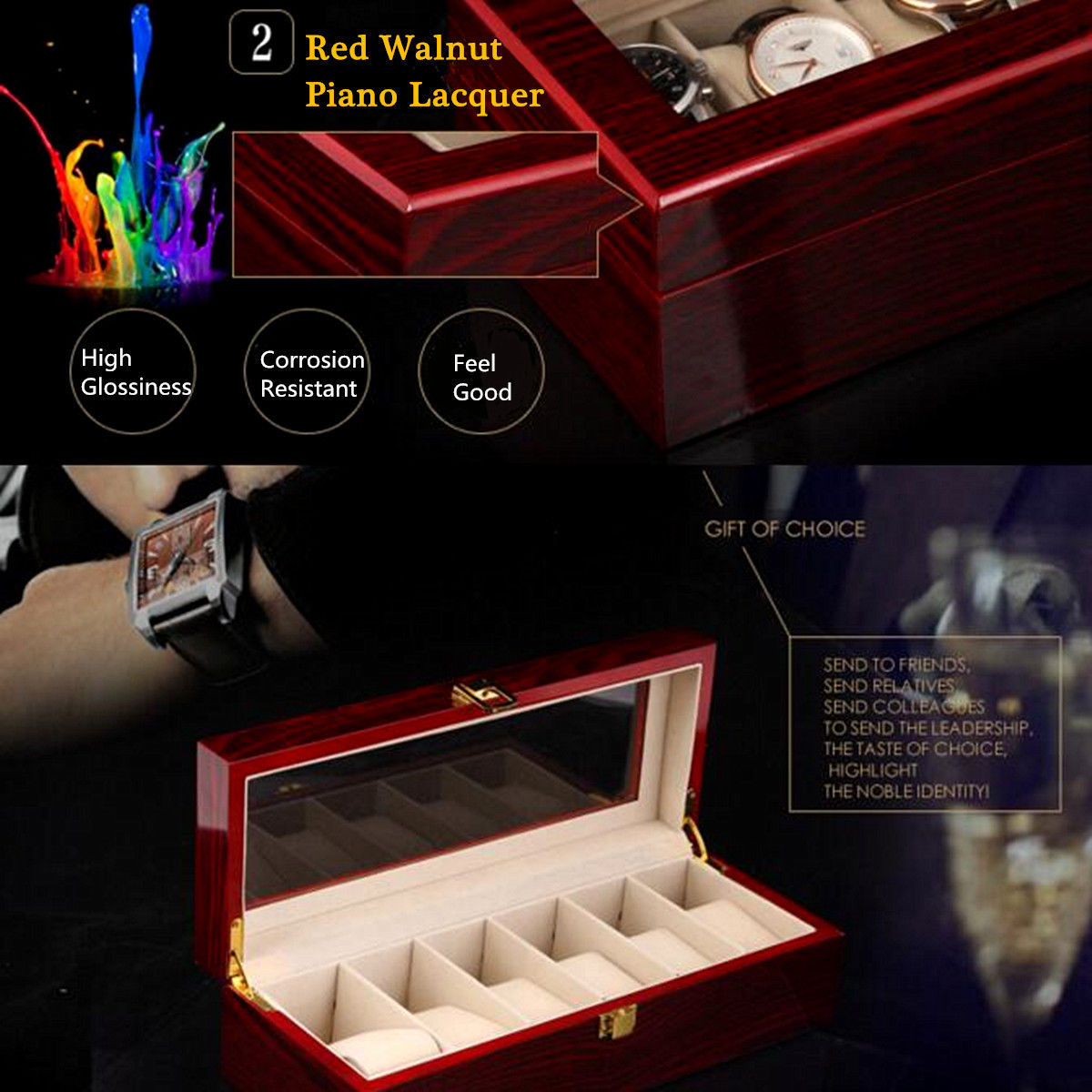 10 Grid Slots Wooden Watch Display Box Storage Case Gift Jewelry Organizer AU