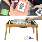 Foldable Wooden Mahjong Table Table Game Set with Tiles for 4 Players AU Stock