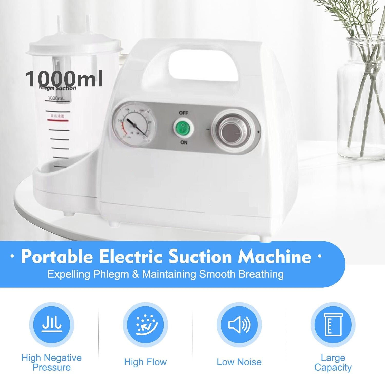 Portable Suction Emergency Machine Medical Aspirator Silent Vacuum Pumping Unit