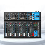 7 Channel Bluetooth Mixer DJ Live Studio Audio Mixer USB Console Amplifier AUX