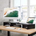 Dual Monitor Stand Riser 2 Monitor Desktop Organizer Adjustable Angle And Length