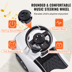 Toddler Push Ride-On Car with Music & Storage, Ages 1-3, White