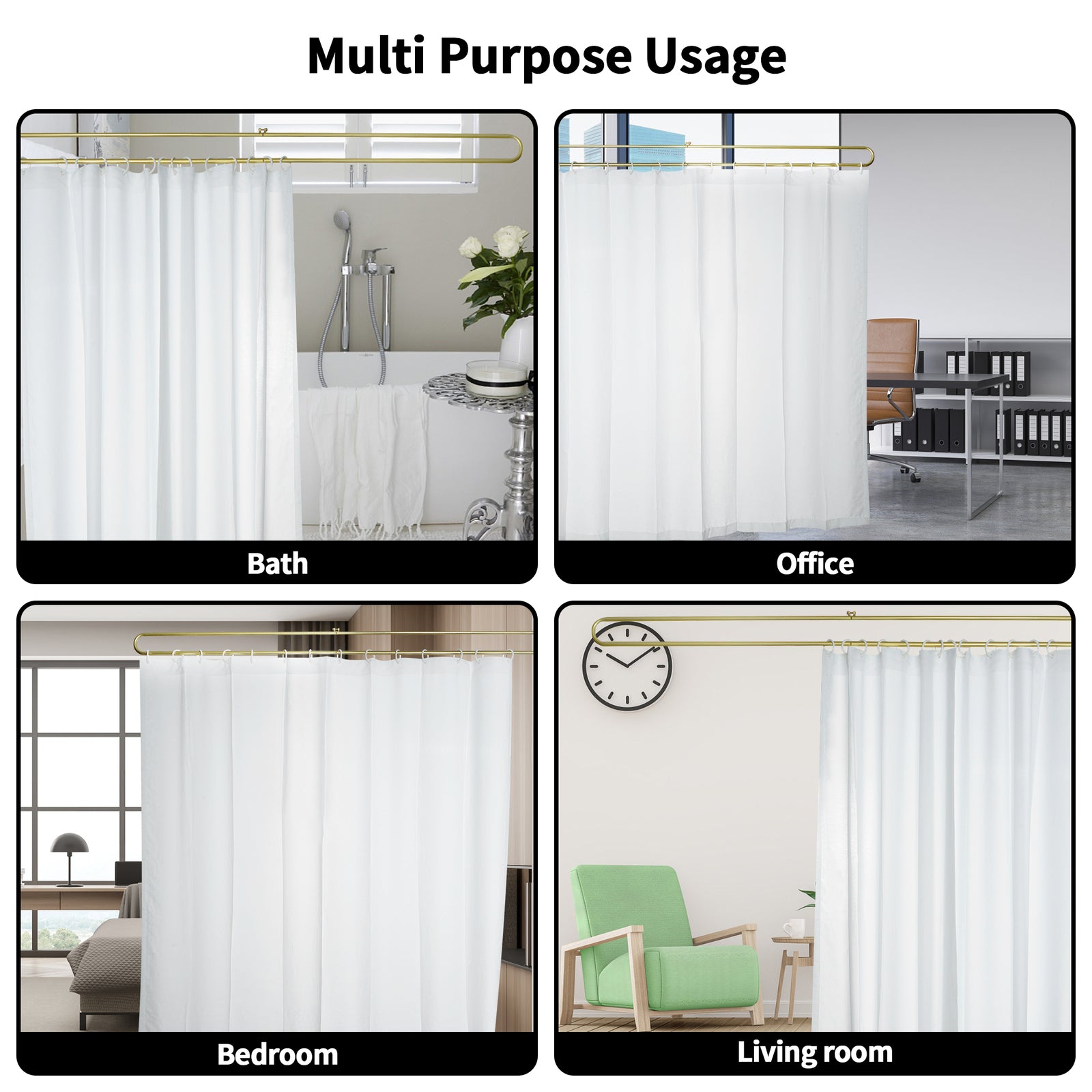 Privacy Partition Curtains U-Shape Room Divider for Beauty Salons Hospitals SPA