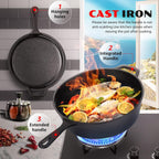 2 In 1 Cast Iron Dutch Oven Skillet 10" Cooker Pot for BBQ &Cooking & Frying Pan