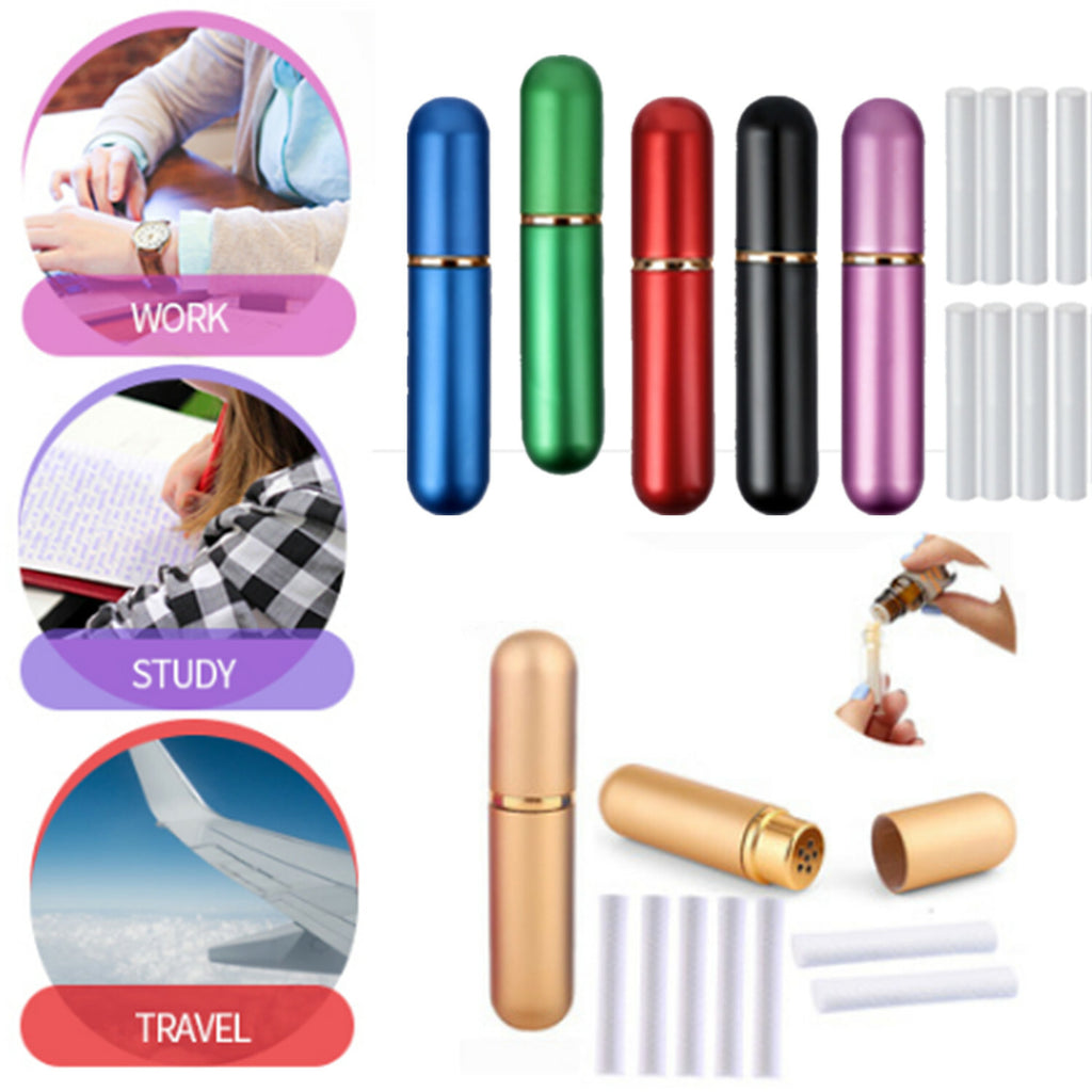 8x Aluminum Nasal Inhaler Blanks Empty Tubes Essential Oil Aromatherapy Sticks