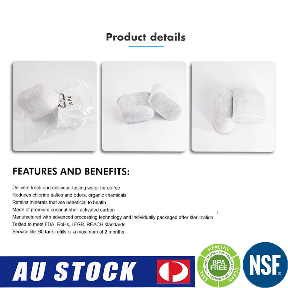 Charcoal Water Filters for Breville BES870 & Duo-Temp Pro BES810 Coffee Machines