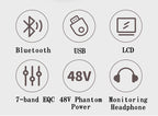 7 Channel Bluetooth Mixer DJ Live Studio Audio Mixer USB Console Amplifier AUX