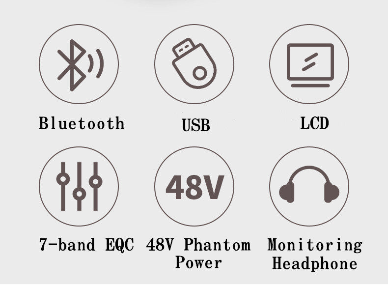 7 Channel Bluetooth Mixer DJ Live Studio Audio Mixer USB Console Amplifier AUX