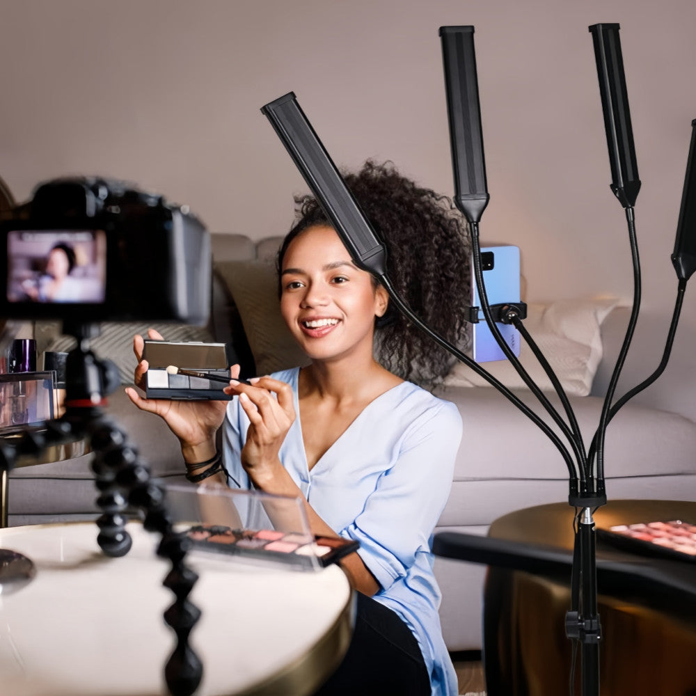 Four-arm LED Light Dimmable Lighting Phone Selfie Tripod Makeup Live Lamp 36W AU