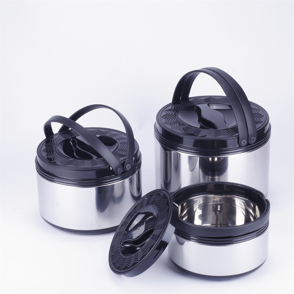 Stainless Steel Hot Cold Food Insulated Casserole Hot Pot Set of 3 (2.5L,5L,8L)