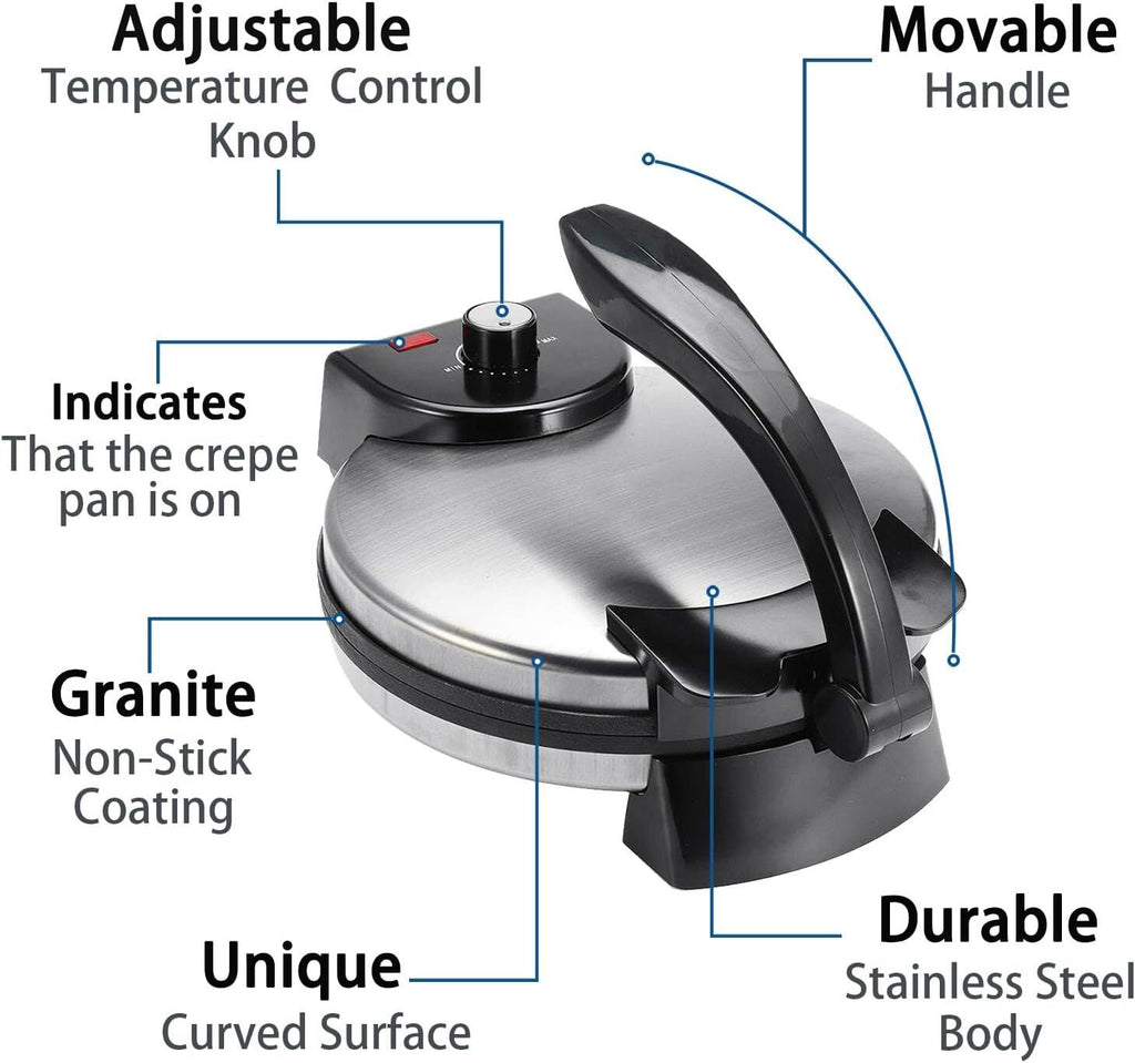 1200W Electric Chapati Roti Maker Electric Bread Crepe Machine Tortilla Maker