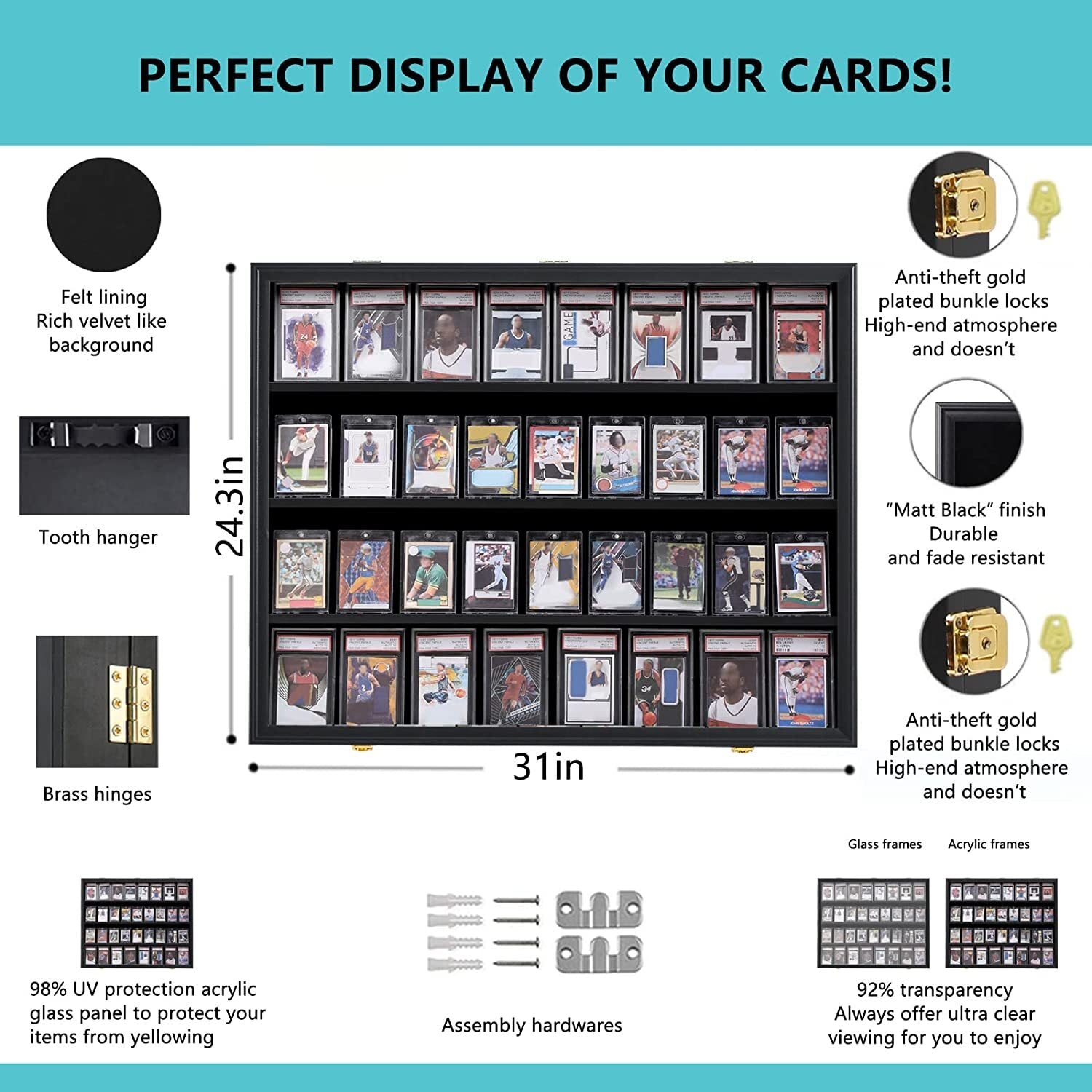 Graded Sports Card Display Case UV Protection Acrylic Baseball Card Display Case