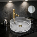 Bathroom Basin Round Glass Vanity Basin Above Counter Transparent Hand Wash Bowl