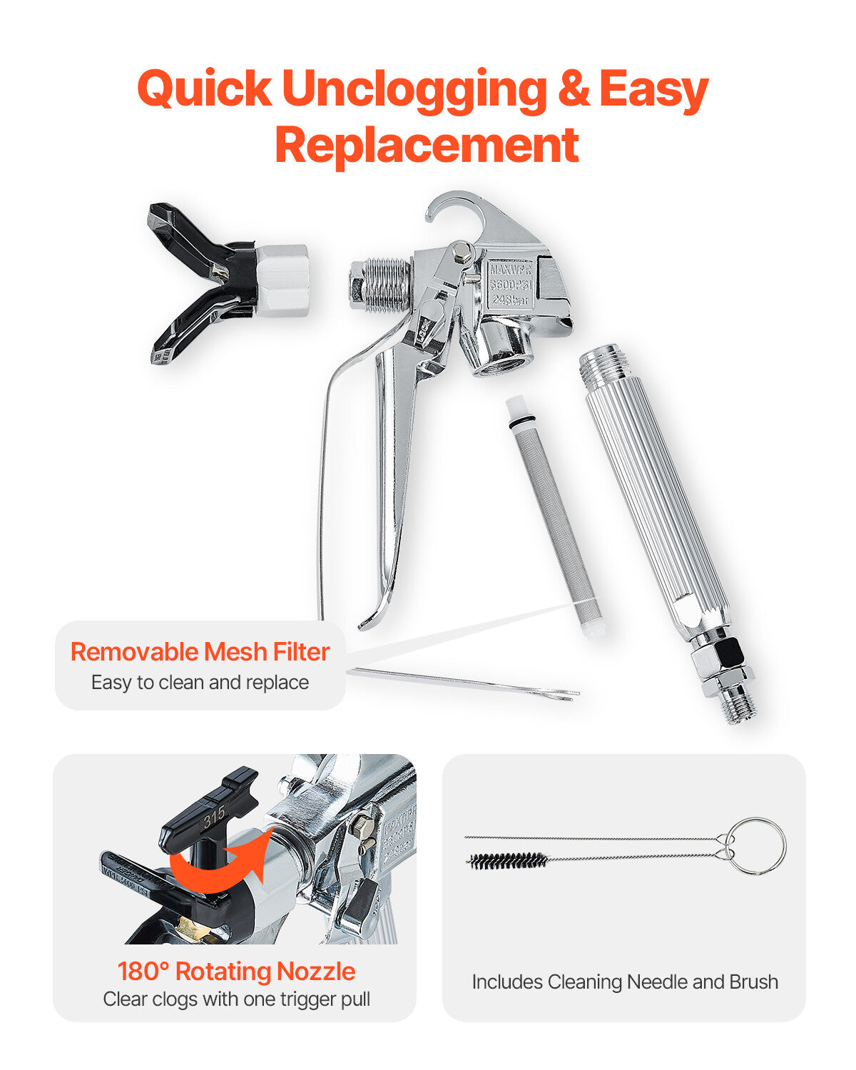 High-Pressure Airless Paint Spray Gun with 517 Tip for Versatile Applications