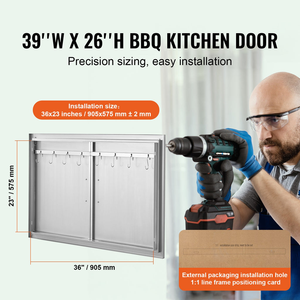 990x660 mm Outdoor BBQ Island Access Door Stainless Steel Kitchen Panel