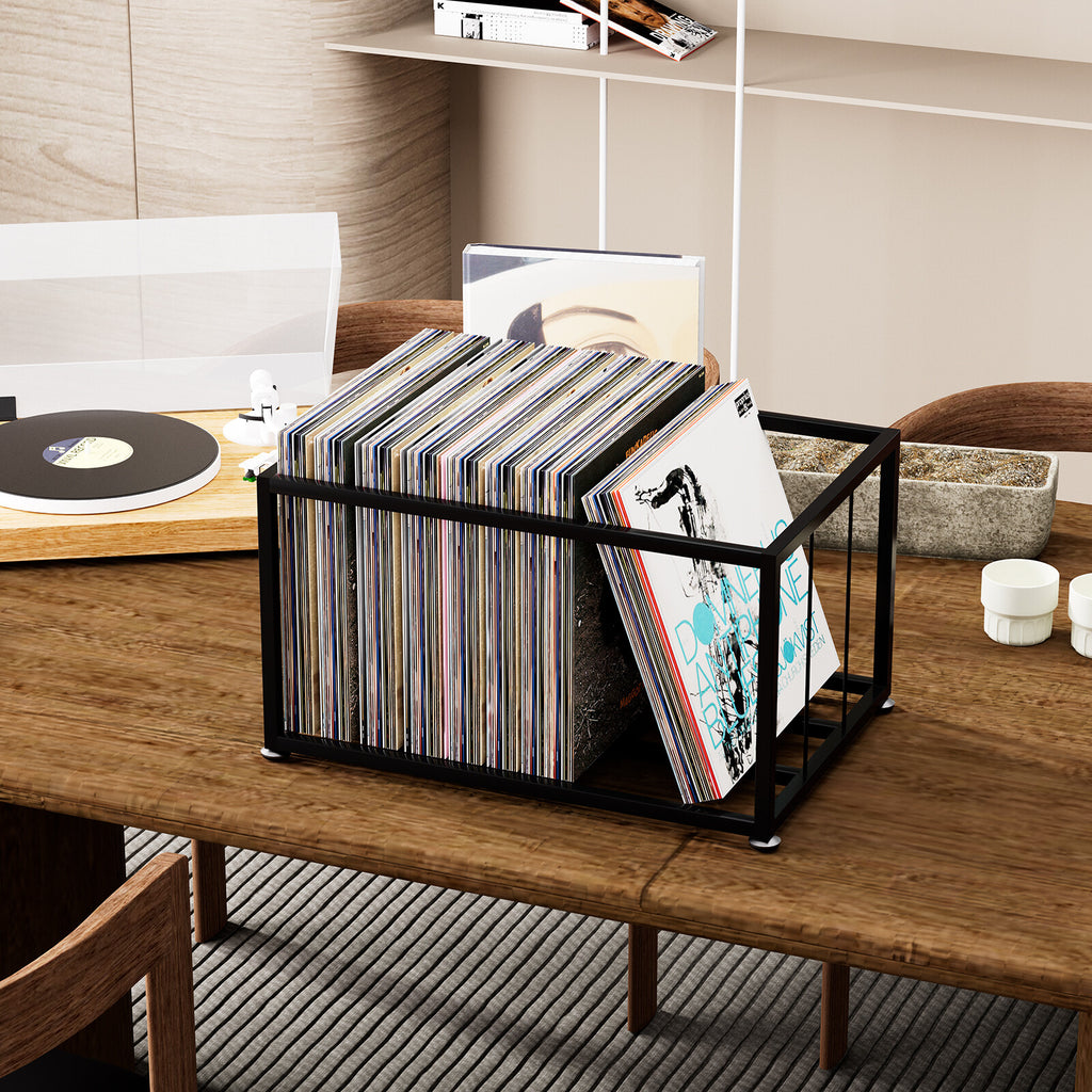 Vinyl Record Storage Rack on Wheels Sturdy Metal Frame Vinyl Organizer LP Holder