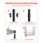 Adjustable Washer and Dryer Storage Shelf with Hooks and Rods, Black