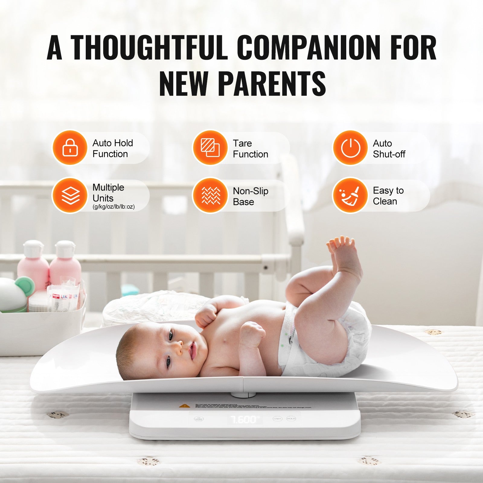 Smart Bluetooth Baby and Toddler Scale with Detachable Tray and LCD Display