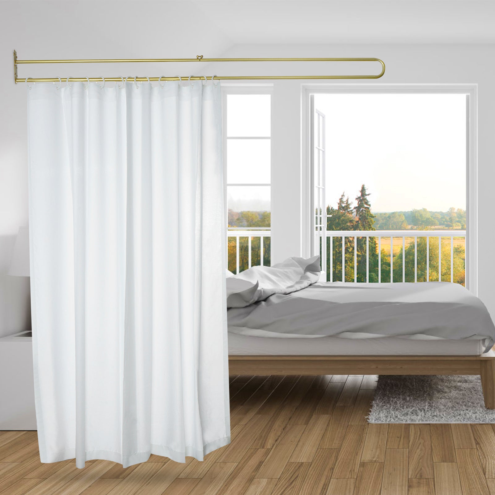 Privacy Partition Curtains U-Shape Room Divider for Beauty Salons Hospitals SPA